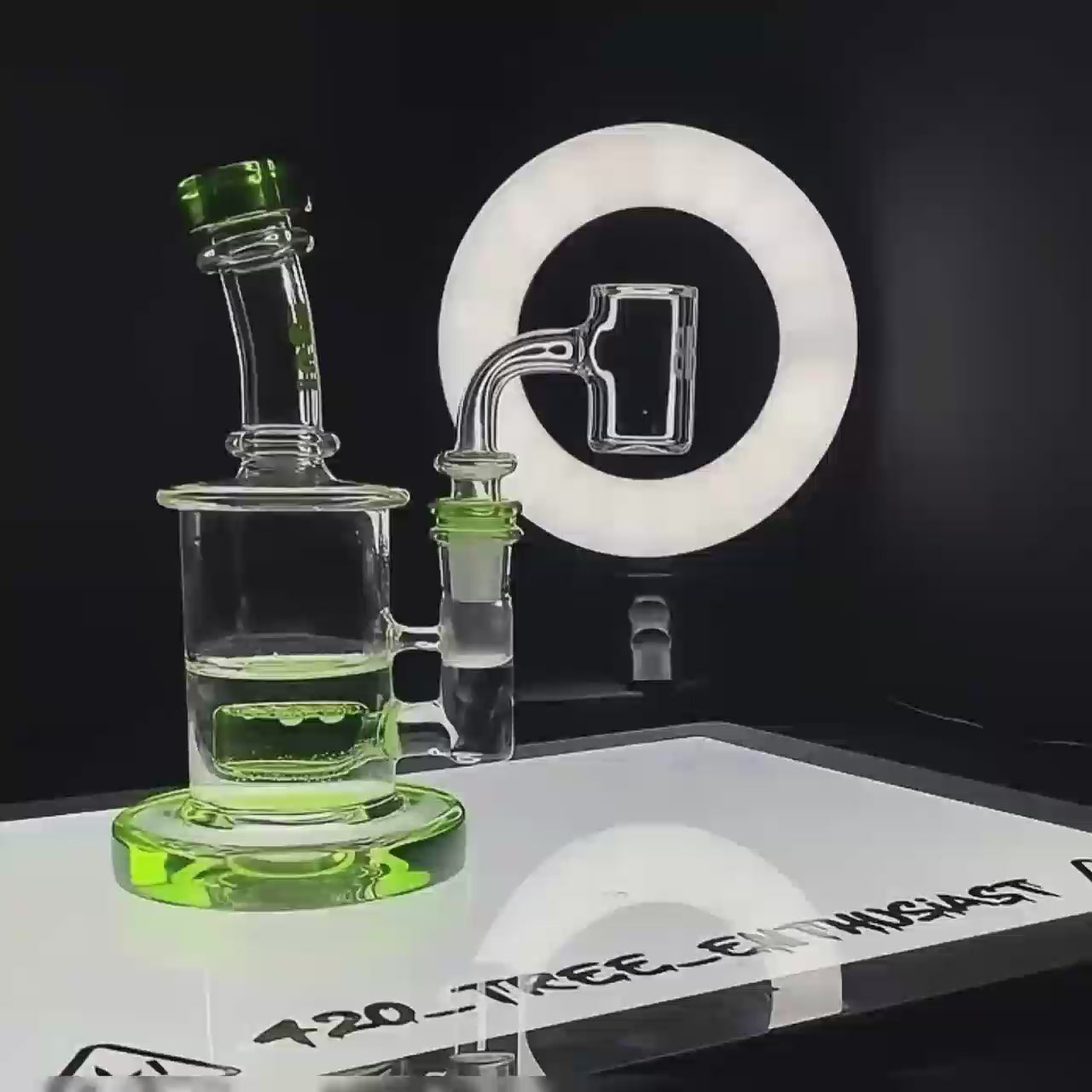 Calibear 6.5 inch Colored Mini Can Dab Rig with Flower of Life Percolator and 14.5mm Joint