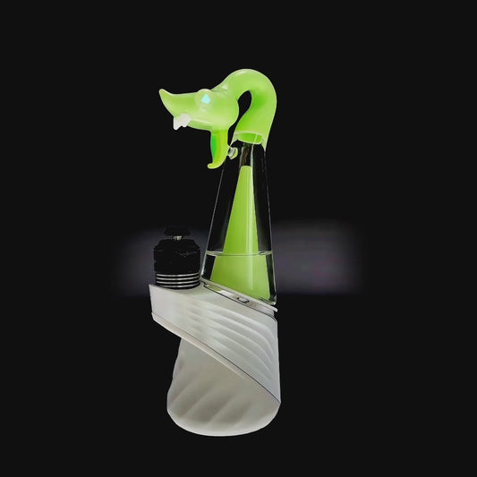 CaliBear Spirit Snake glass attachment for Puffco Peak OG and Pro function video. The glass top is with opal eyes and recycler water filtration, available in multiple colors.