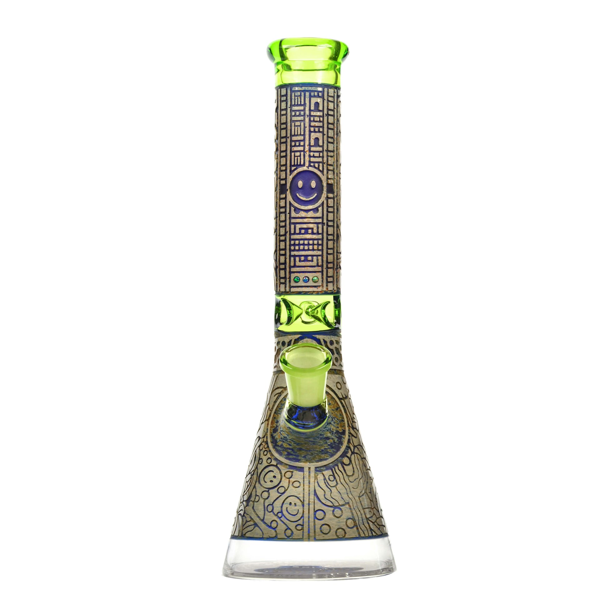 SANDBLASTED GLASS BEAKER ART BONG-Premium borosilicate glass water pipe, bong from Calibear Glass. Ideal for dabbing, providing smooth hits and durability. Shop high-quality dab rigs, water pipes, bongs, erig glasses and glass smoking accessories at Calibear Glass. Elevate your smoking experience with a durable and stylish glass dab rig. Free shipping on all orders.