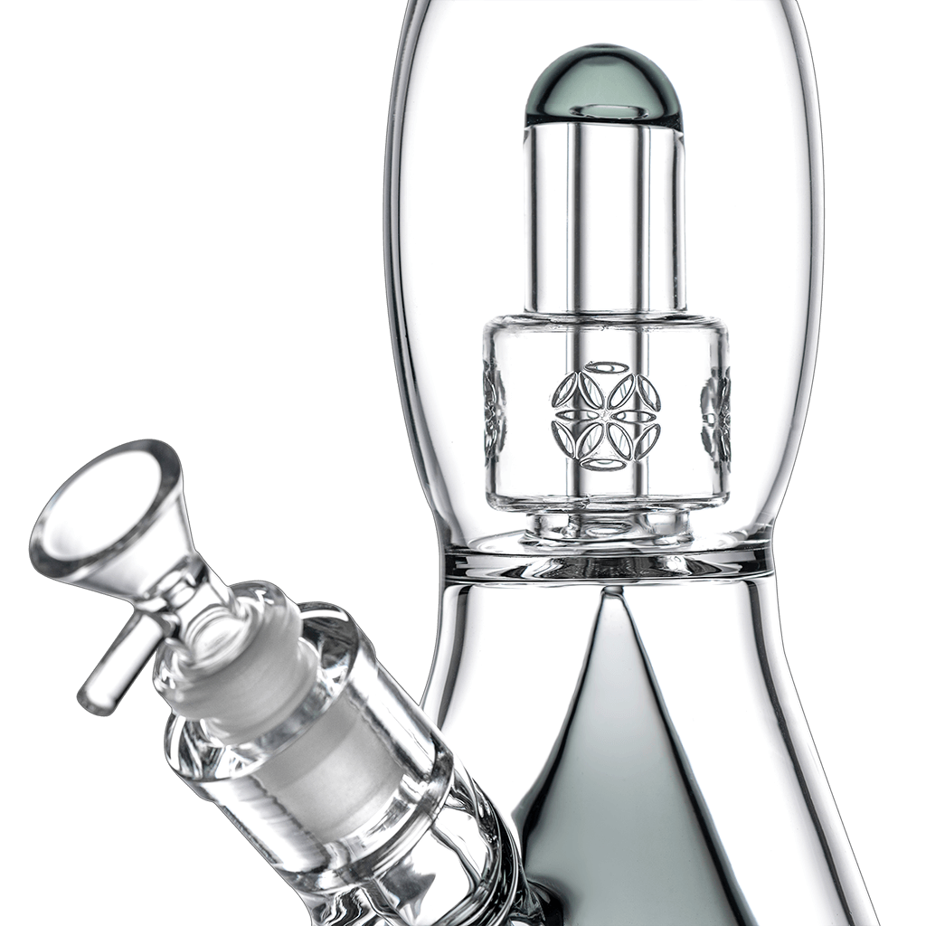 Calibear 16 inch Sol Collins Beaker Bong featuring a Collins downstem percolator, quad Seed of Life (SOL) perc, and smoke-tinted glass accents.