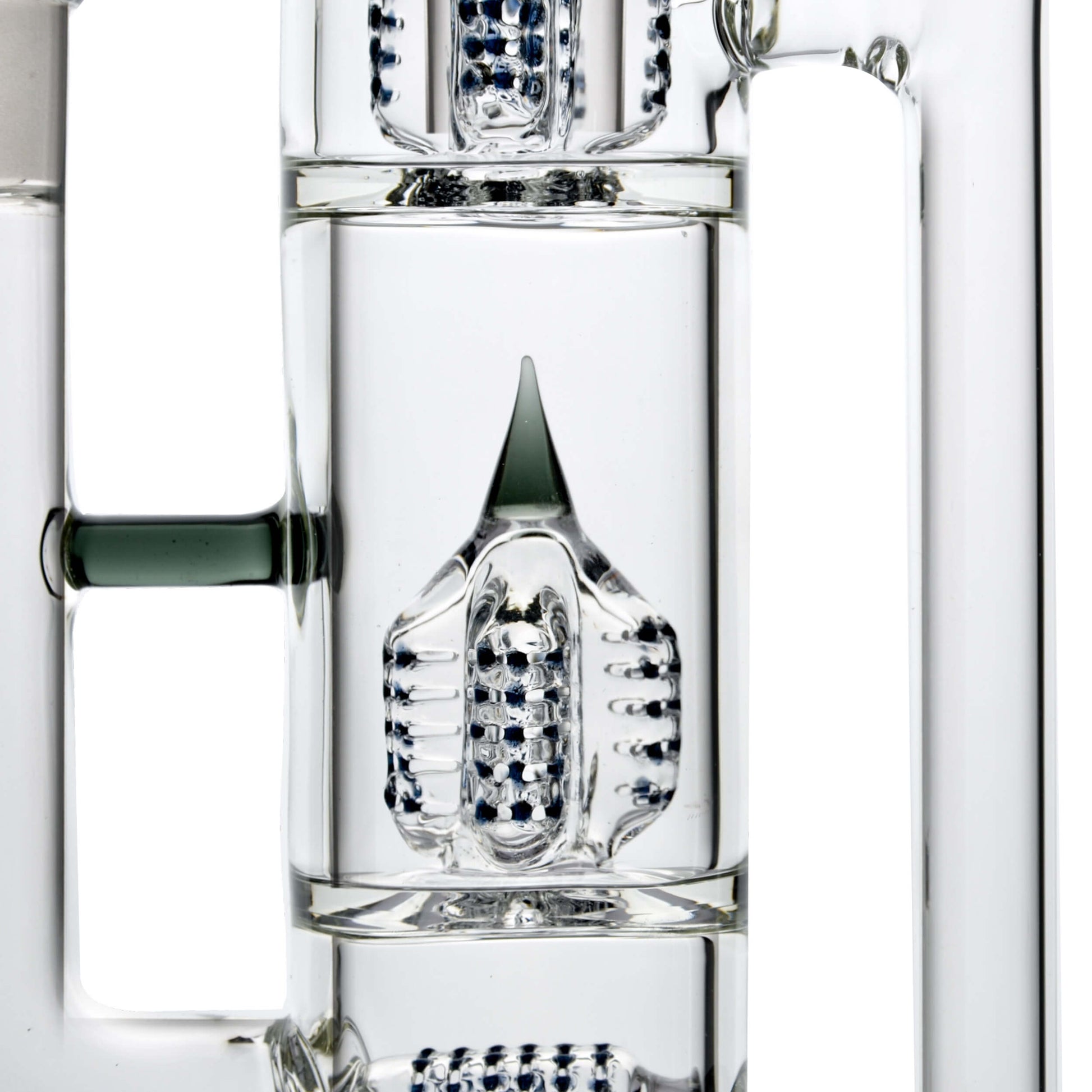 Calibear 16 inch Treecycler glass water pipe with dual internal treecycler percolators, kingstem perc, and lime green accents.