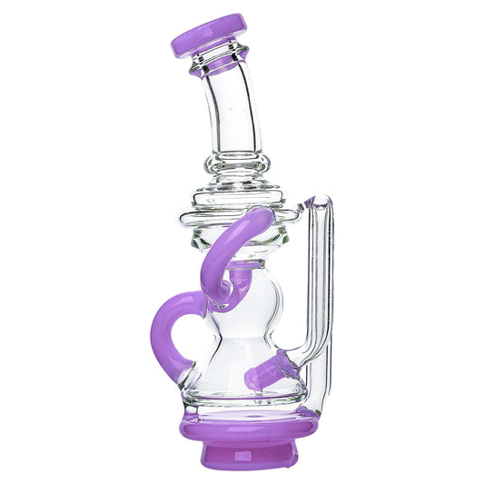 Calibear Mini Recycler Glass Attachment for Focus V Carta in blue, purple, green, and clear borosilicate glass options.