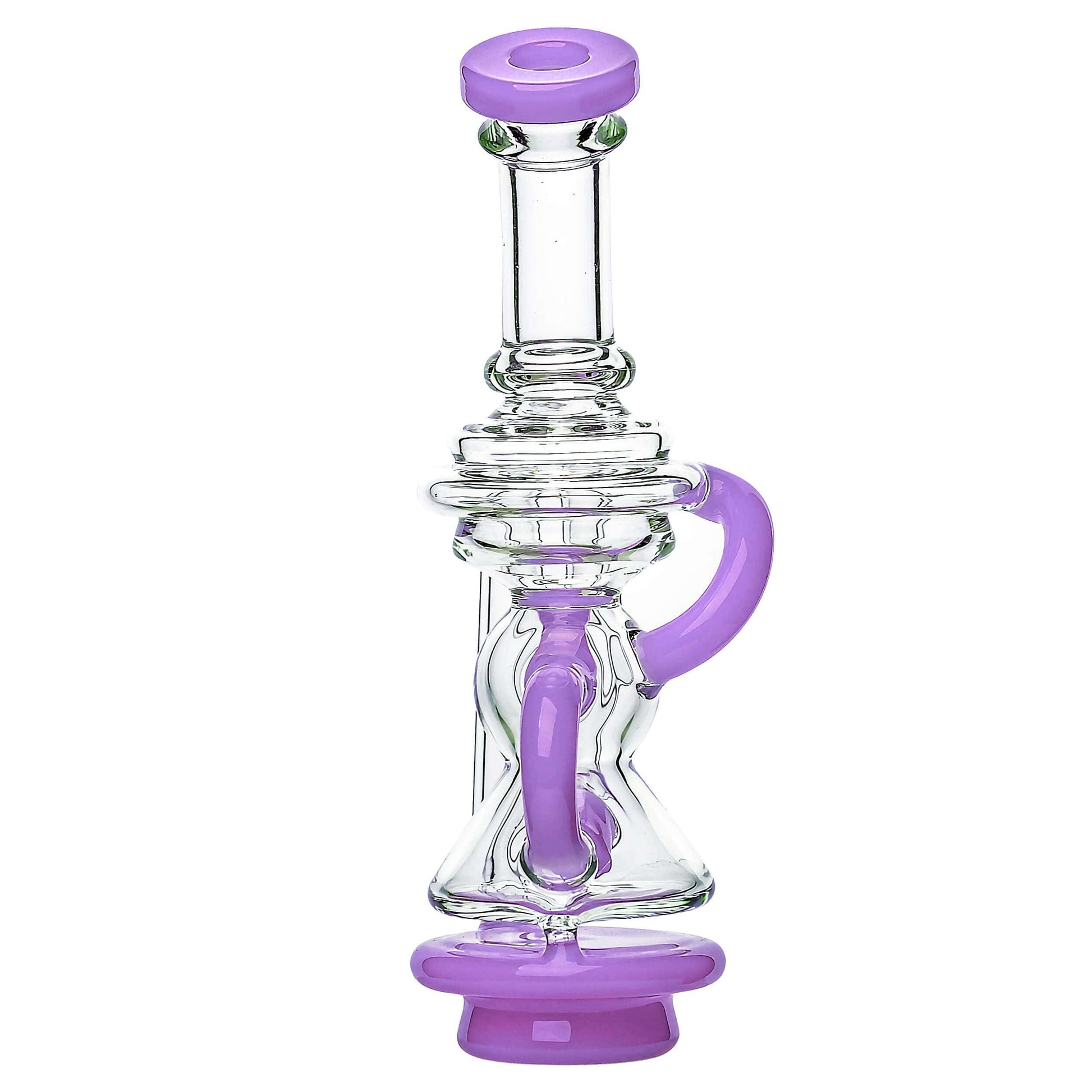 Calibear Mini Recycler Glass Attachment for Focus V Carta in blue, purple, green, and clear borosilicate glass options.