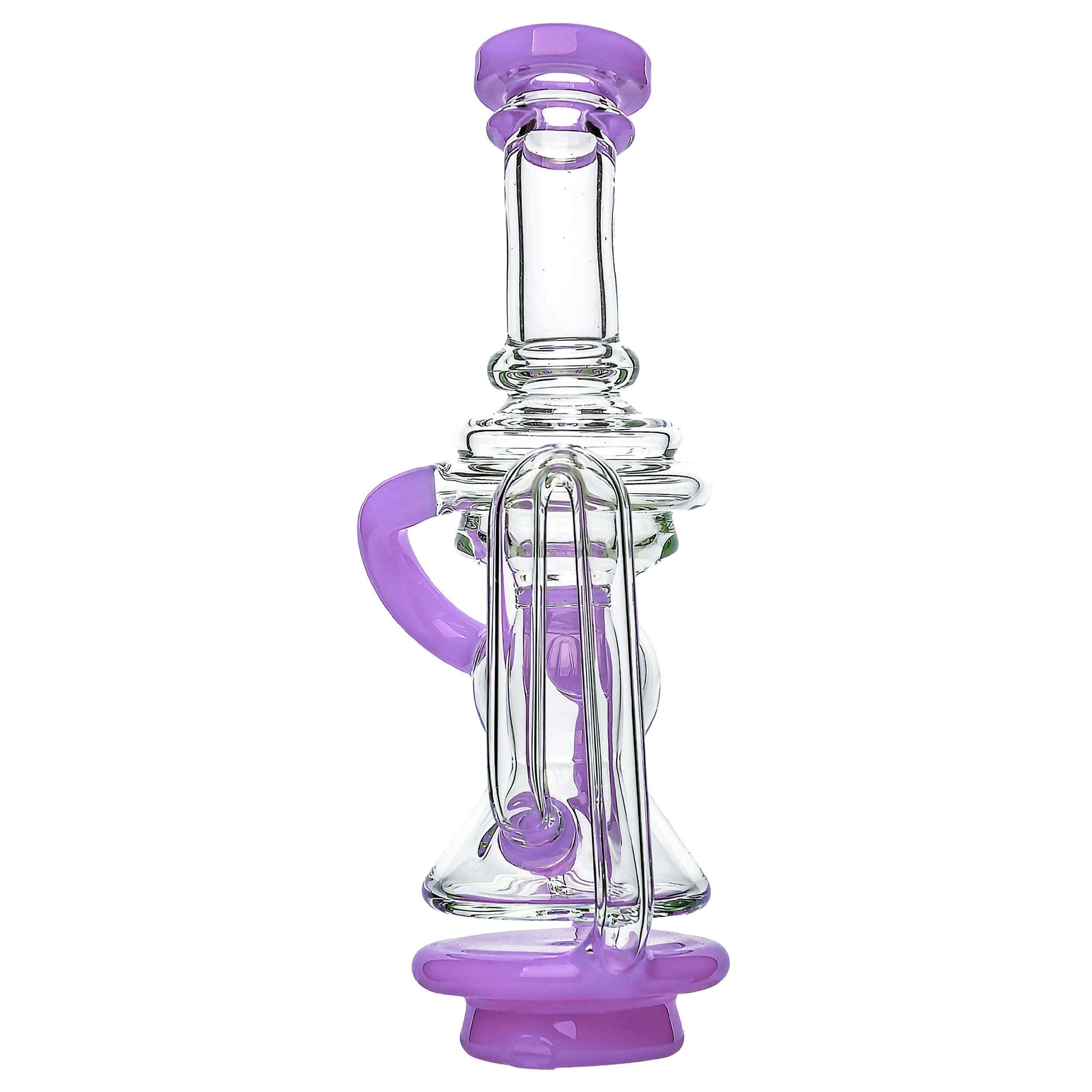Calibear Mini Recycler Glass Attachment for Focus V Carta in blue, purple, green, and clear borosilicate glass options.