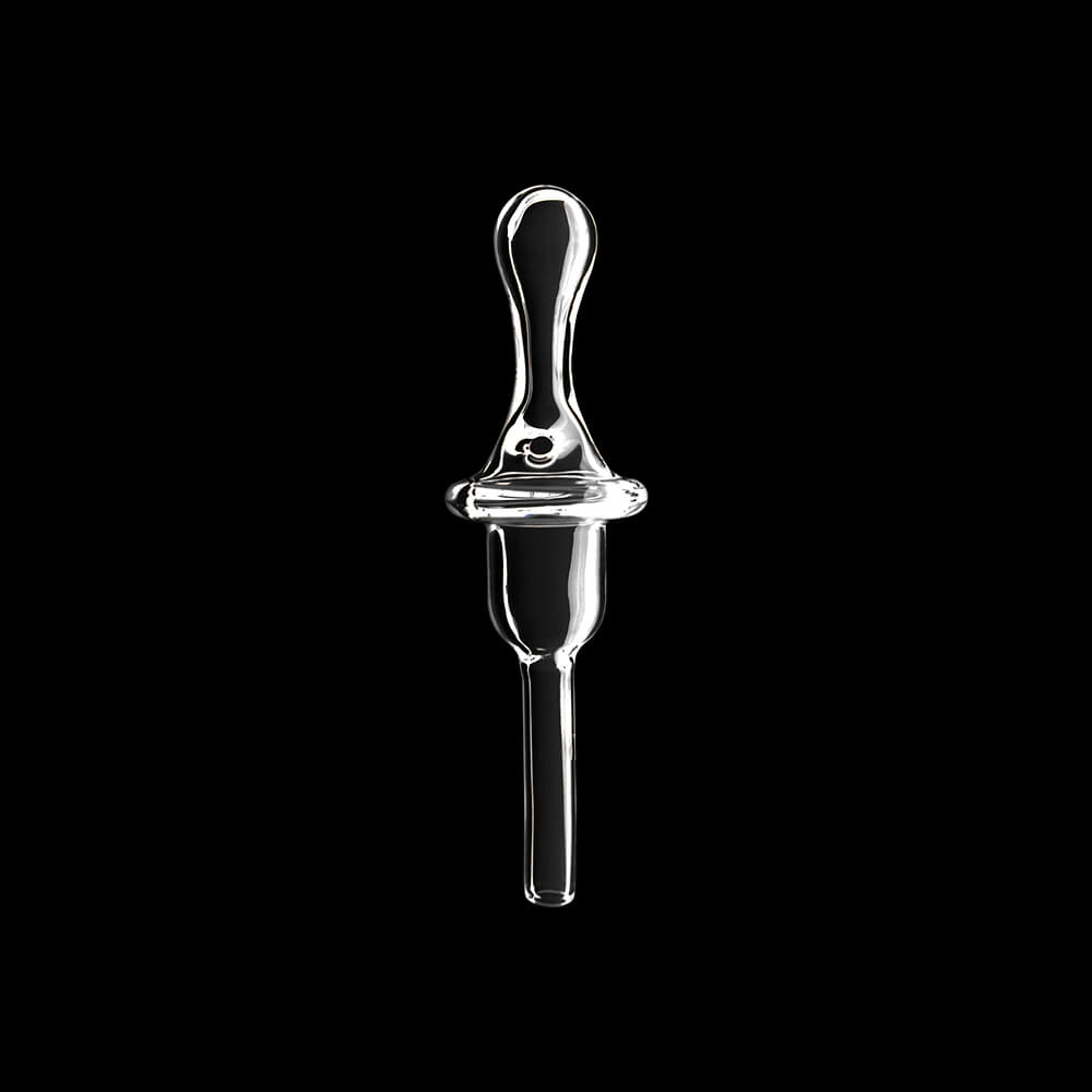 Calibear high-grade seamless quartz banger with a round bottom design and matching bubble carb cap for cold start dabbing.
